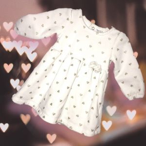 Carter's Golden Hearts Off-White Glitter Glistening  Rose Terry Dress 6mo